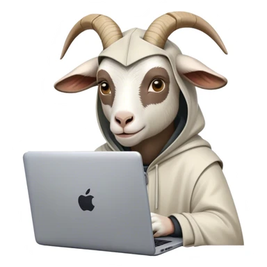 a goat with man hooded behind the laptop sticker
