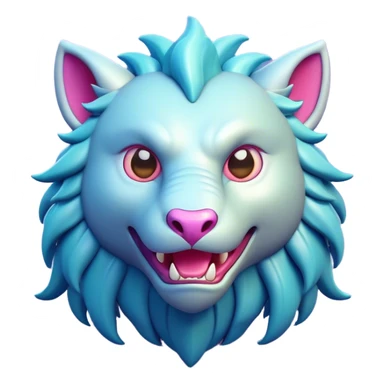 Clash of Clans aesthetic: Cinematic Playful Beast Emoji, rendered in a 3D vector-style similar to standard emojis with minimal shading and bold, simplified shapes. A compact, isometric mythical creature with wild, majestic features and fierce yet endearing eyes, softly glowing with a primal enchanted charm. Simplified yet unmistakably iconic, highly detailed and consistent, glowing with a soft radiant shine and high polish. Stylized with a touch of mythical wildness and a soft glowing outline, capturing the essence of a legendary beast with a friendly, playful allure! sticker