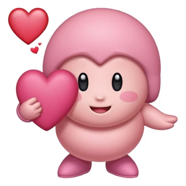 create a chibi sticker of Kirby smiling with a heart in his hands sticker