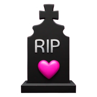 a black Grave with the letters RIP in a dark pink heart sticker