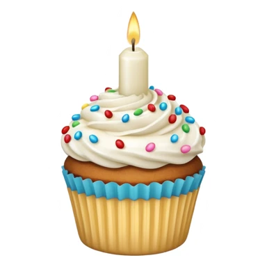 white candle with a cupcake sticker