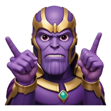 Purple villain Thanos with Squid Game aesthetic showing middle finger sticker
