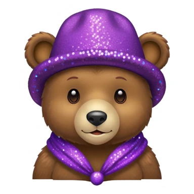 Urso adulto com boné roxo com glitter sticker
