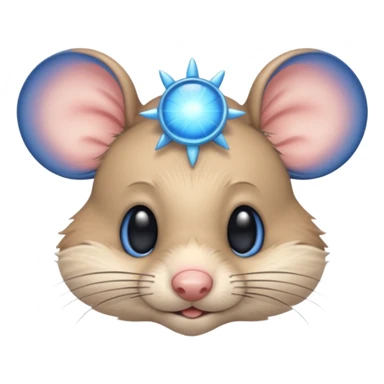 A mouse face with blue sun rays sticker