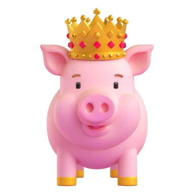 Minecraft style pig with a golden crown inspired by Technoblade sticker