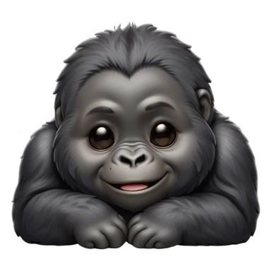 Meme-Worthy cute Sleeping mountain Gorilla Portrait Emoji, Head resting peacefully with a contented smile, showcasing a luxuriously thick black and grey-flecked Fur and eyes gently closed in serene slumber, Simplified yet hilariously adorable features, highly detailed, glowing with a soft, drowsy jungle light, high shine, relaxed and utterly lovable, stylized with an air of playful laziness, bright and heartwarming, soft glowing outline, capturing the essence of a sleeping mountain that feels destined to become the next viral sensation of adorable rest! sticker