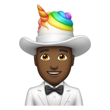 Posh-boy-with-white-suit-and-rainbow-unicorn-hat sticker