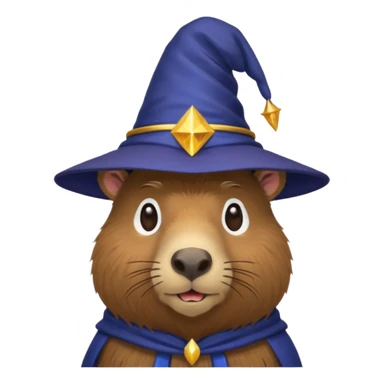 Capybara head with wizard hat sticker
