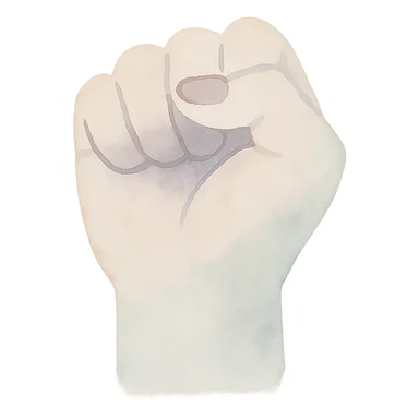 a closed fist, watercolor style, no text sticker