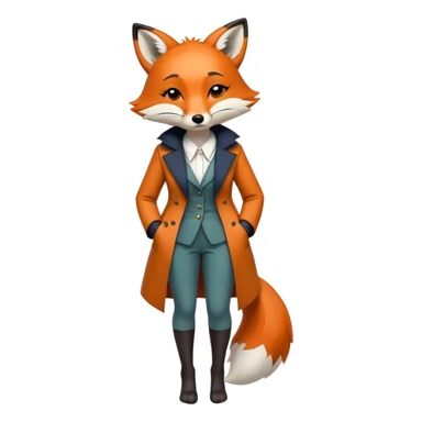 extremely sad anthropomorphised female fox in stylish outfit, no sunglasses, very sad and crying, looking to the left, full-body view sticker