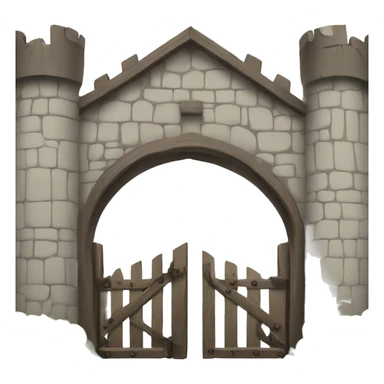 wooden medieval castle gate sticker