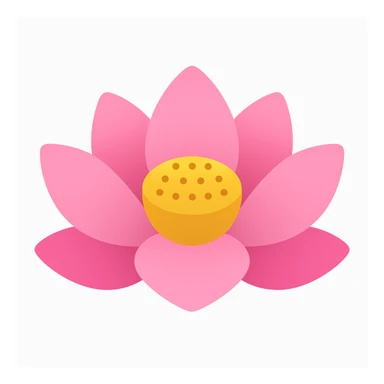 Simplify the pink lotus flower by reducing the number of petals, in a style resembling emoji style with simple shapes and colors. sticker