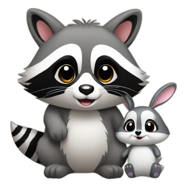 Raccoon with bunny cute sticker