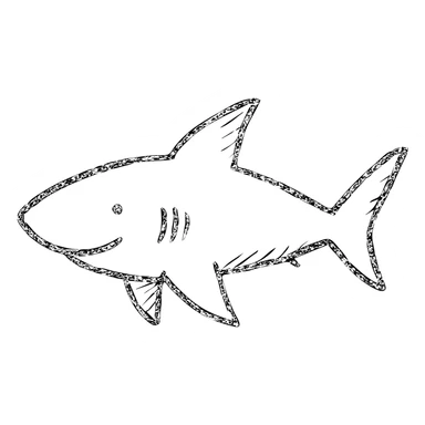 hand-drawn outline of a blue shark sticker