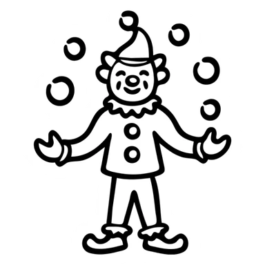 Whimsical clown juggling balls with floppy shoes sticker