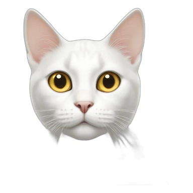 white cat with grey spots and spot on nose with gold eyes sticker