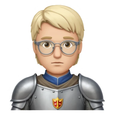 Male knight adjusting glasses — serious focus. sticker