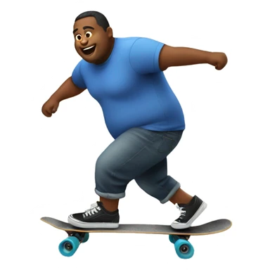 Fat man riding a skateboard sticker