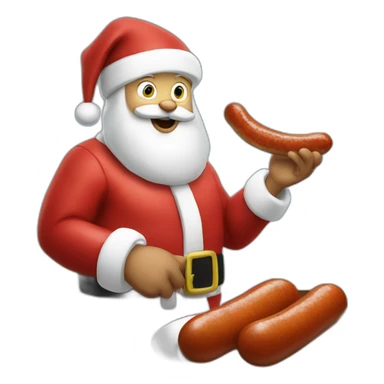 santa claus eating sausage sticker