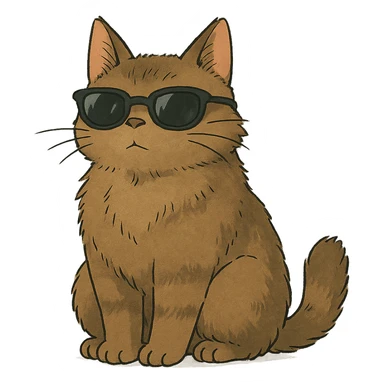 ghibli style cat wearing sunglasses sticker