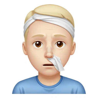 sick person with tissue on nose, fever and is shaking. sticker