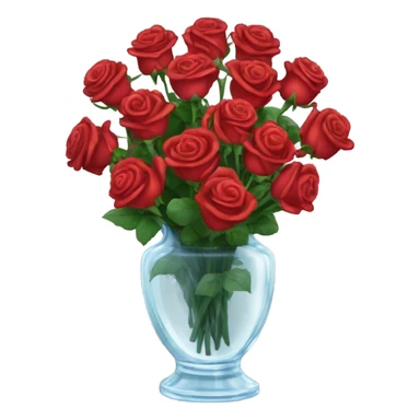 Bouquet of many red roses in a crystal vase  sticker
