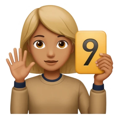 person holding up the number 67 sticker