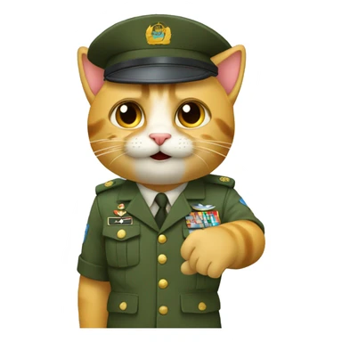 UN gatito haciendo el saludo militar. sticker