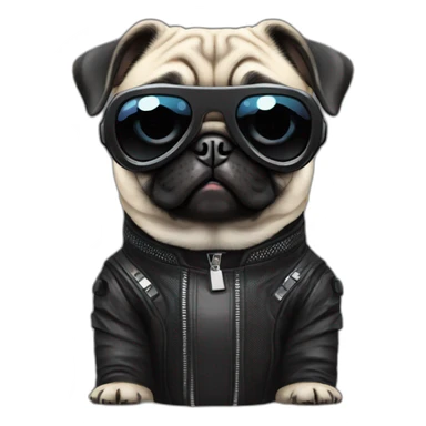 pug with black sunglasses and wearing a cyberpunk suit sticker
