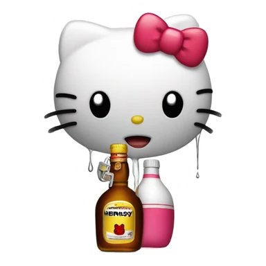 Hello kitty crying with tears holding Hennessy😭  sticker