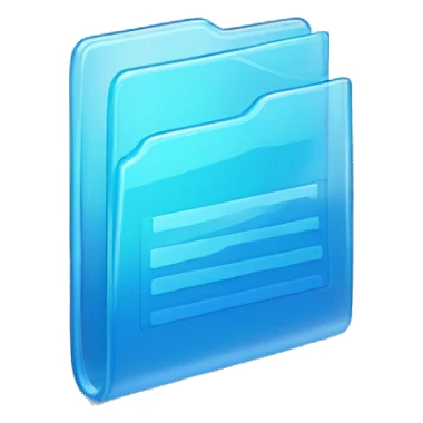 3d glass icon folder with documents in blue color, with ARCHV on the front sticker