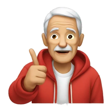Old man in red hoodie doing the peace sign sticker