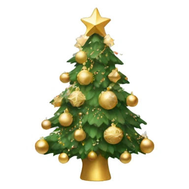 Christmas tree with white and gold decorations sticker