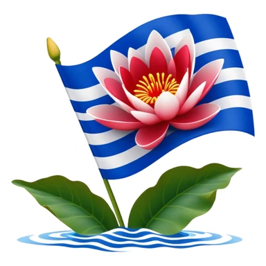 Flag of Friesland with blue and white diagonal stripes and red water lily leaves sticker