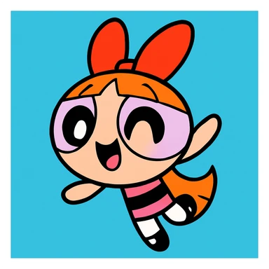 Powerpuff Girls character with a happy emotion, cartoon style, vibrant colors sticker