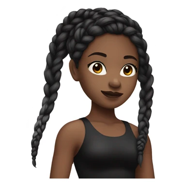 white skin with black frend braided hair girl wearing a black leotard sticker