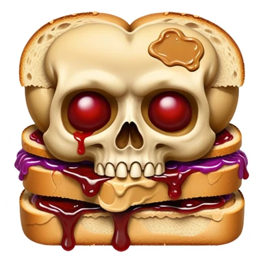 Skull eating a PB&J sticker