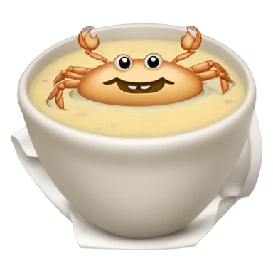 crab chowder in a round bread sticker