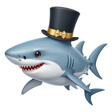 cute shark with a fancy top hat sticker