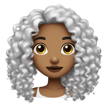 girl curly dark hair, septum nose piercing and earring sticker