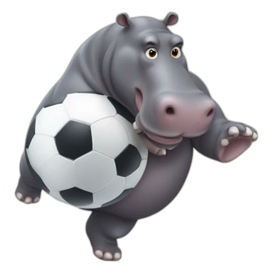 fat hippo as  human soccer player running and kicking sticker