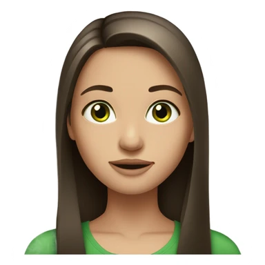 Brunette girl. Long straight hair. Green eyes. sticker
