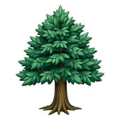 generate realistic detailed tree in 3d style dark green color sticker