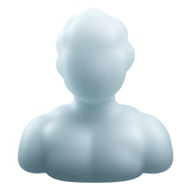 person made of white voluminous clouds, shoulder up, front view, matte glass style sticker