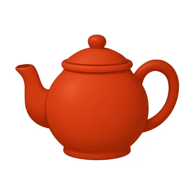 Create a teapot in the same moderate red color as the reference teapot, matching the style and shading of the attached coffee cup emoji. The teapot should have no face and be in the emoji style as shown in the coffee cup emoji. sticker