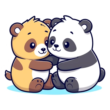 Bear and panda love with cute background  sticker