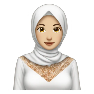 Woman with white hijab and white blouse with batik motif sticker