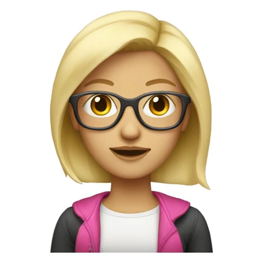 Blonde female programmer with pink glasses sticker