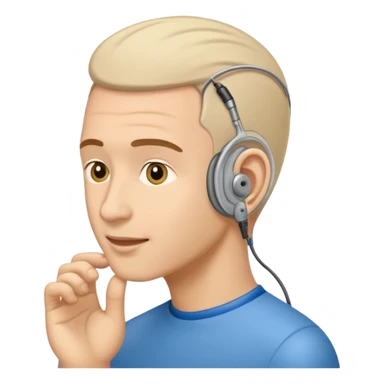 man with cochlear implant sticker