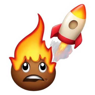 poop with flames and rockets sticker